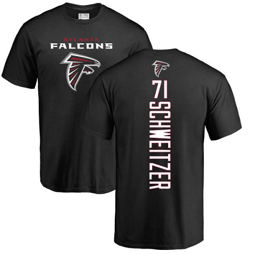 Atlanta Falcons Men Black Wes Schweitzer Backer NFL Football #71 T Shirt